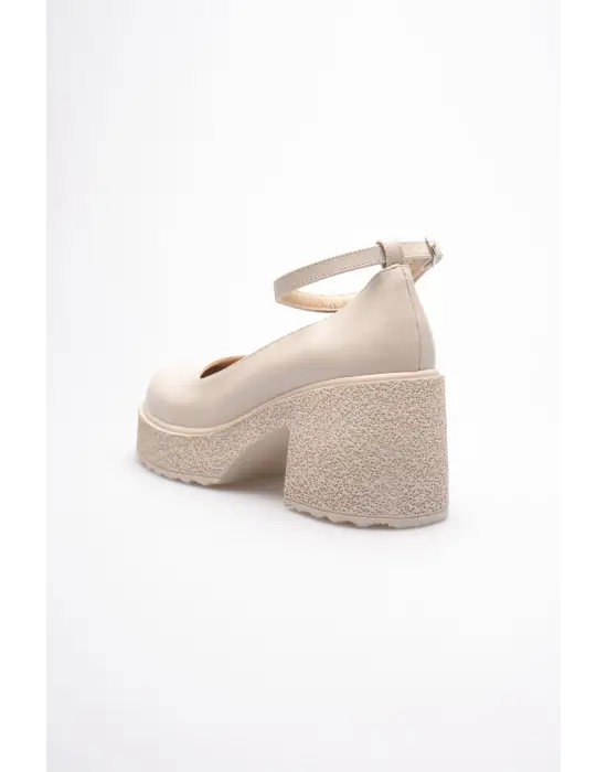 Kadın Bej Bilekten Baretli Günlük Ayakkabı TR06MS01D
