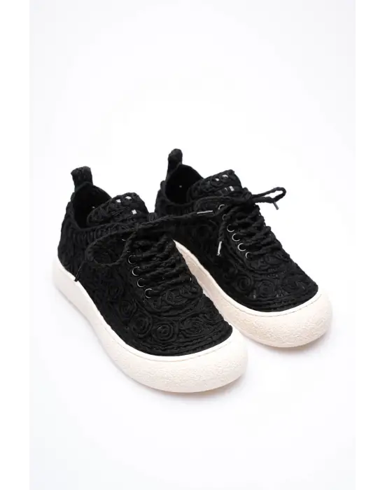 Kadın Bej Örgü Detaylı Günlük Sneaker Rahat ve Hafif Spor Ayakkabı TR01MY01A