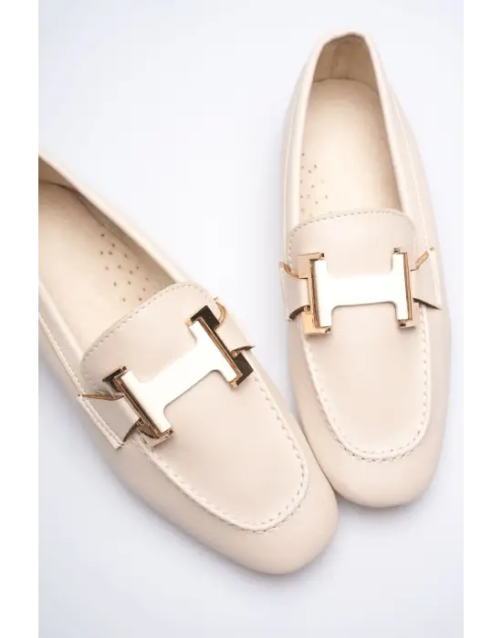 Kadın Bej Şık Tokalı Günlük Ayakkabı TR27MS05B