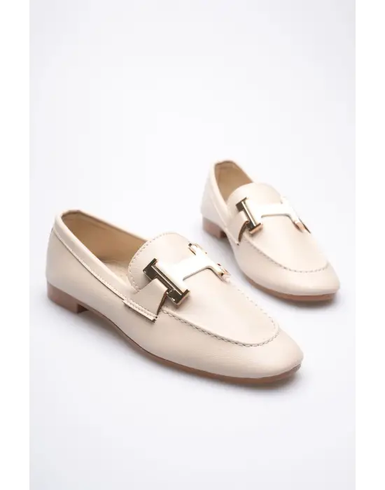 Kadın Bej Şık Tokalı Günlük Ayakkabı TR27MS05B