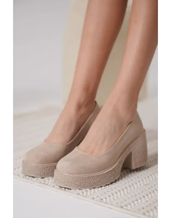 Kadın Bej Süet Günlük Ayakkabı TR06MS04F