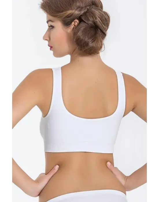 Kadın Beyaz Kalın Askılı Çıkarılabilir Pedli Örme Seamless Dikişsiz Basic Büstiyer