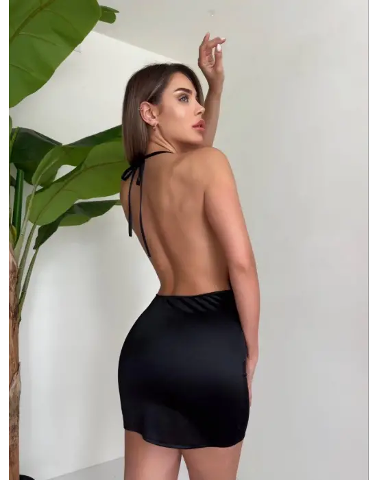 Kadın Boyundan İnce Askılı Elbise S3585