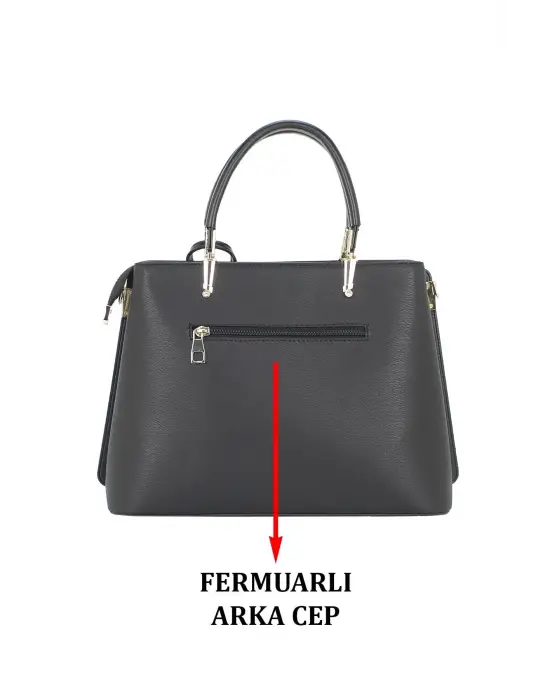 Kadın El Ve Kol Çantası Siyah Renk Dikiş Detaylı Omuz Askılı