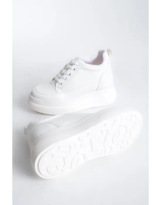 Kadın Gizli Topuk Beyaz Spor Ayakkabı