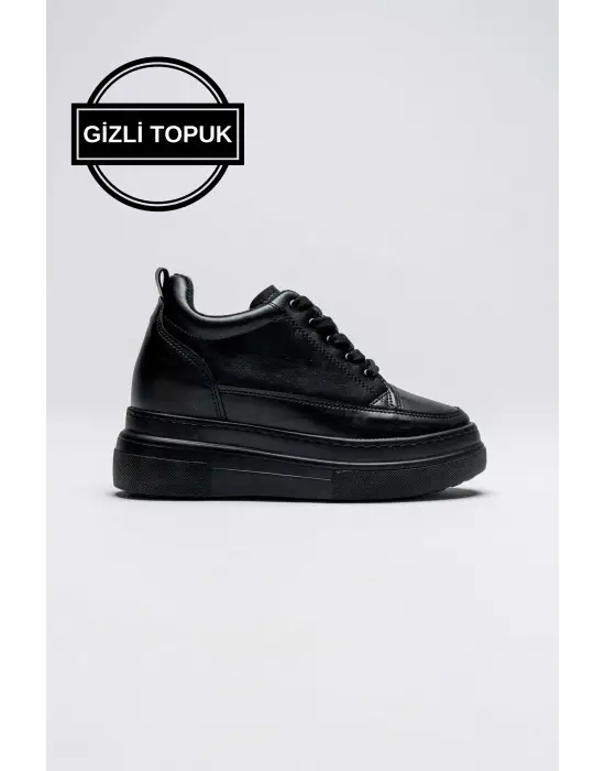 Kadın Gizli Topuk Siyah Spor Ayakkabı