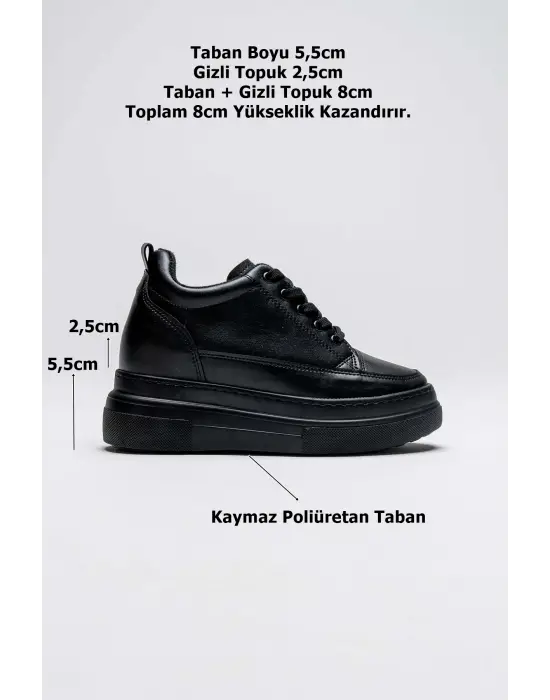 Kadın Gizli Topuk Siyah Spor Ayakkabı