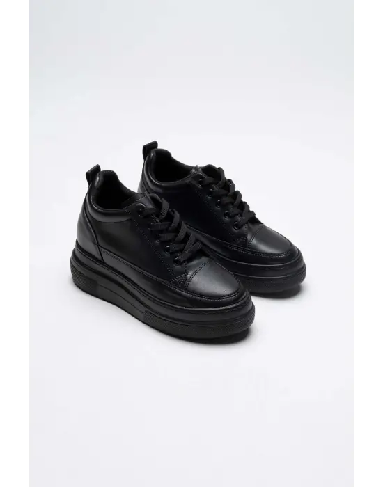 Kadın Gizli Topuk Siyah Spor Ayakkabı