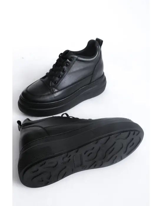 Kadın Gizli Topuk Siyah Spor Ayakkabı