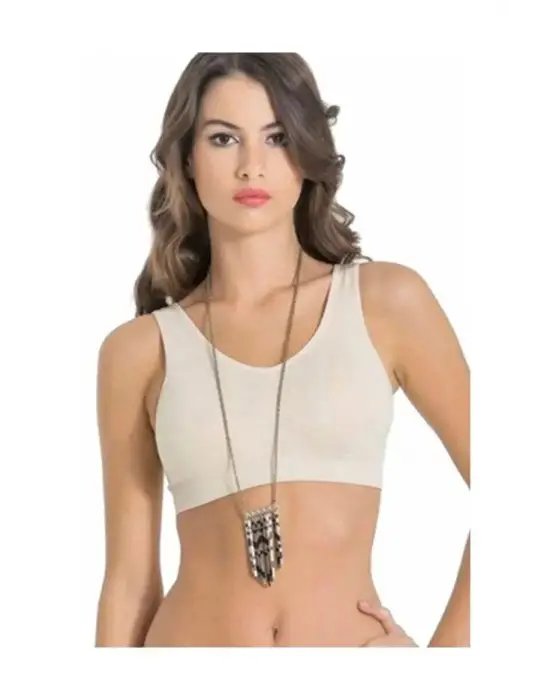 Kadın Gri Kalın Askılı Çıkarılabilir Pedli Örme Seamless Dikişsiz Basic Büstiyer