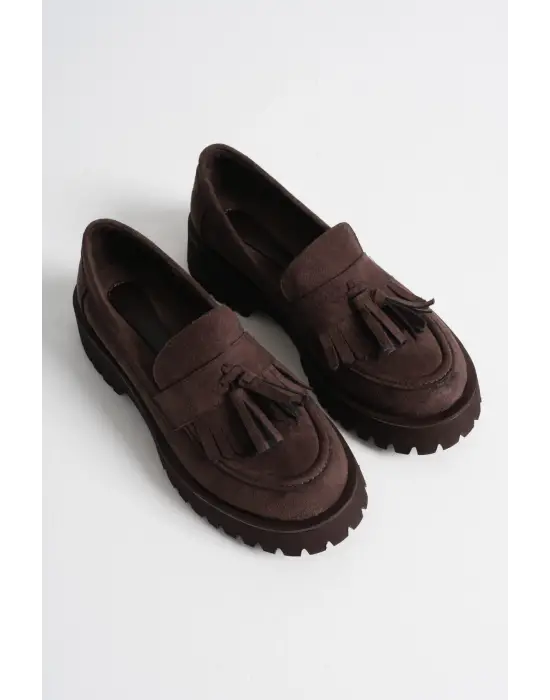 Kadın Günlük Acı Kahve Süet Loafer Ayakkabı TR10MS03E