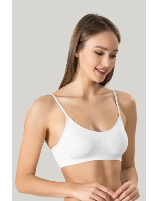 Kadın Ince Askılı Pedli Büstiyer Yarım Atlet Sütyen 3lü Set