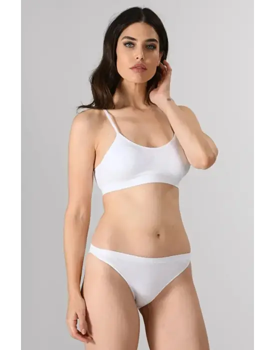 Kadın Ince Askılı Pedli Büstiyer Yarım Atlet Sütyen 3lü Set