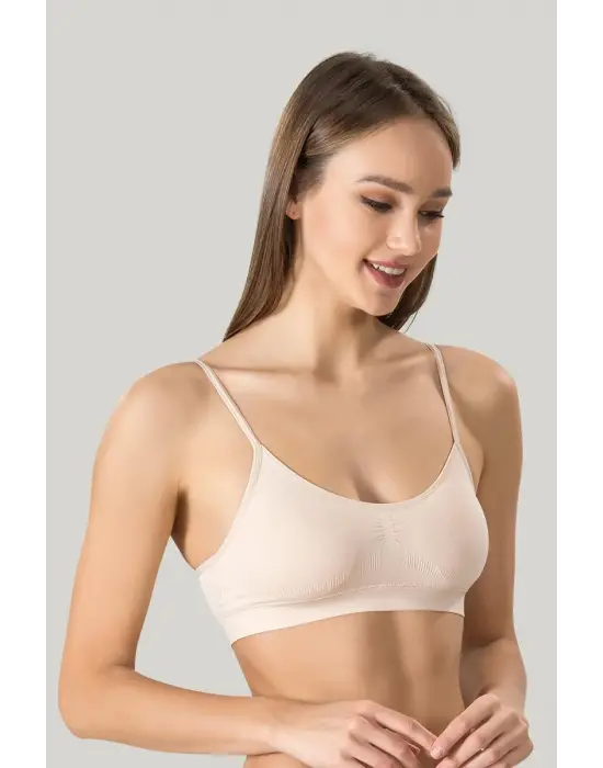 Kadın Ince Askılı Pedli Büstiyer Yarım Atlet Sütyen 3lü Set.