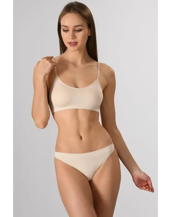 Kadın Ince Askılı Pedli Büstiyer Yarım Atlet Sütyen 3lü Set.
