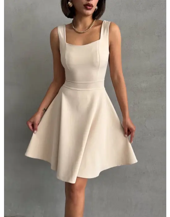 Kadın Kare Yaka Kısa Elbise S251188