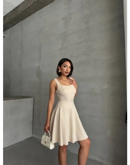 Kadın Kare Yaka Kısa Elbise S251188