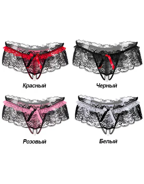 Kadın Kırmızı Fiyonklu Seksi Külot