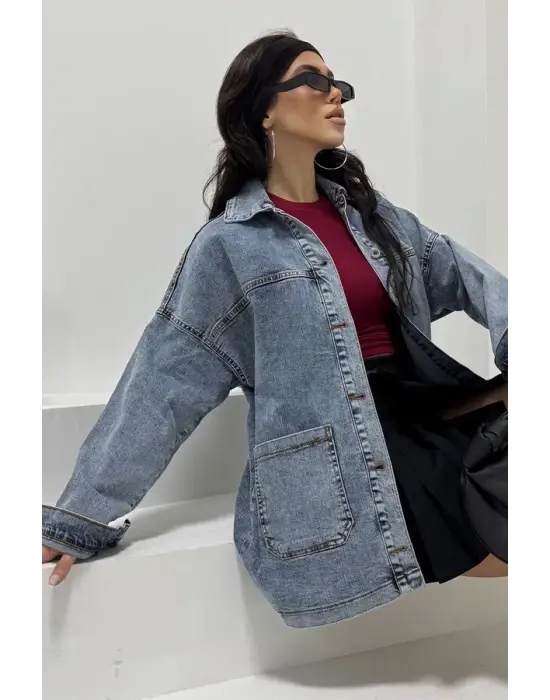 Kadın Kot Ceket Mavi