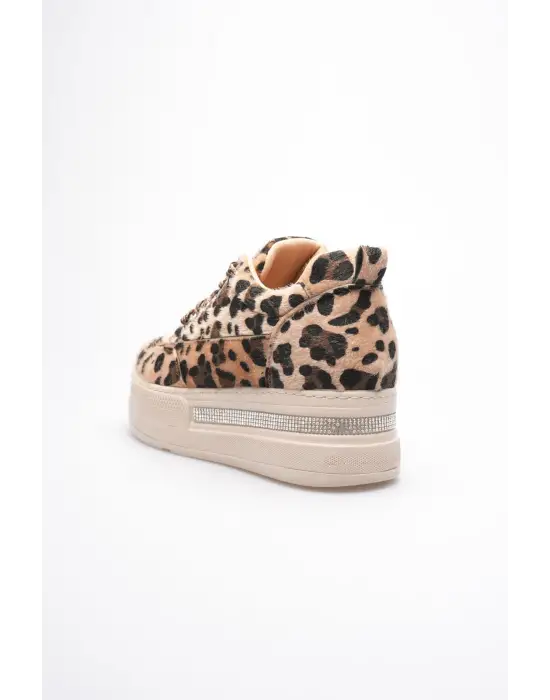 Kadın Leopar Desenli Gizli Topuklu Sneaker TR04MS01E