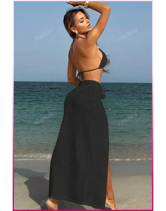 Kadın Siyah Askılı İncili Mayo Takımı