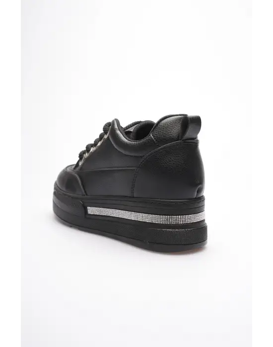 Kadın Siyah Tabanlı Siyah Gizli Topuklu Sneaker TR04MS01D