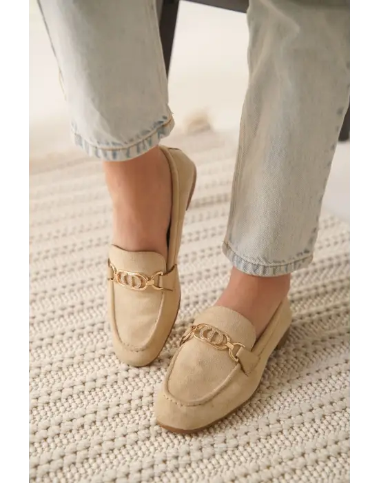 Kadın Süet Bej Günlük Ayakkabı TR27MS01B