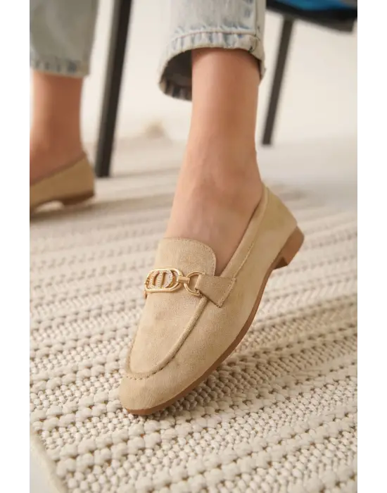 Kadın Süet Bej Günlük Ayakkabı TR27MS01B