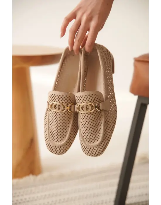 Kadın Süet Bej Günlük Ayakkabı TR27MS02B