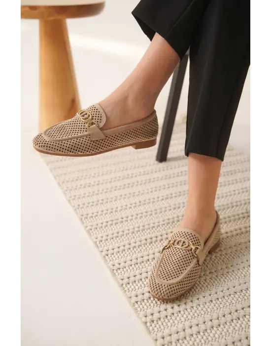 Kadın Süet Bej Günlük Ayakkabı TR27MS02B