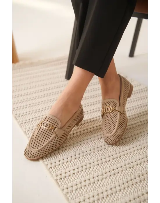 Kadın Süet Bej Günlük Ayakkabı TR27MS02B