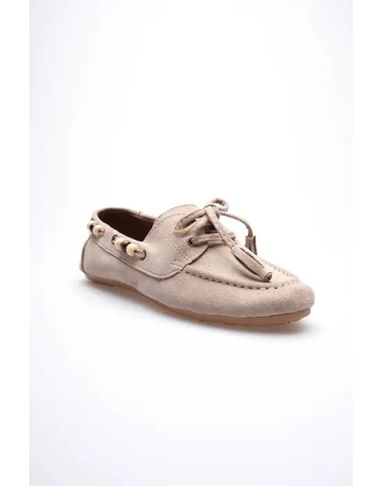 Kadın Vizon Boncuklu Günlük Süet Ayakkabı TR27MS07D