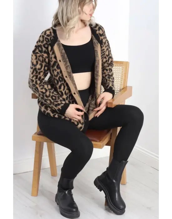 Kahve Leopar Hırka