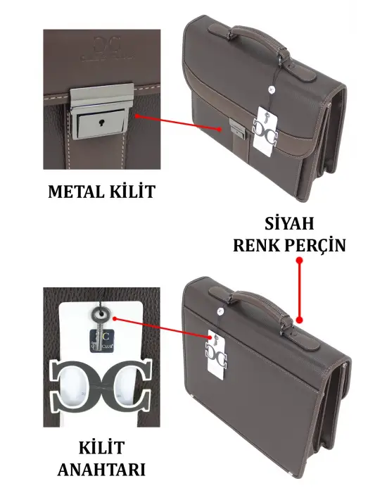 Kahverengi Klasik Evrak Model Erkek 15.6 inç Laptop Çantası