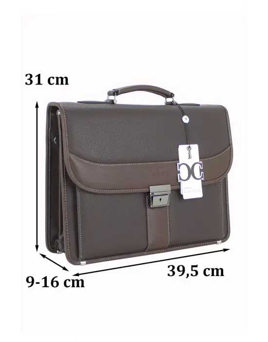 Kahverengi Klasik Evrak Model Erkek 15.6 inç Laptop Çantası