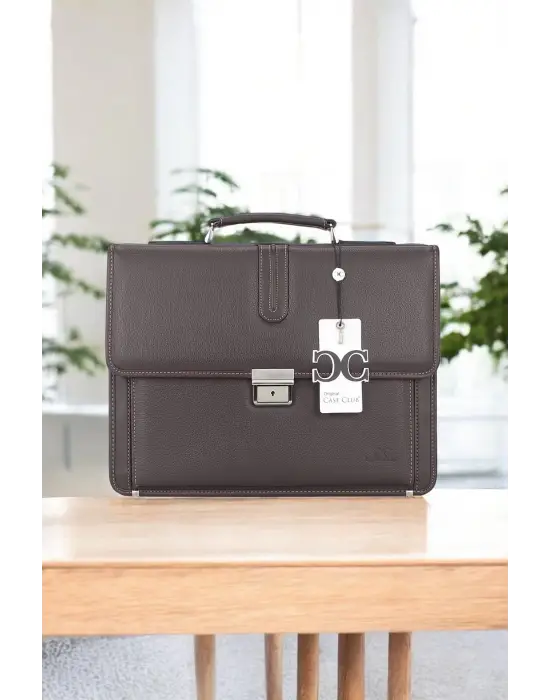 Kahverengi Klasik Evrak Model Erkek 15.6 inç Laptop Çantası