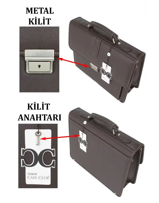 Kahverengi Klasik Evrak Model Erkek 15.6 inç Laptop Çantası