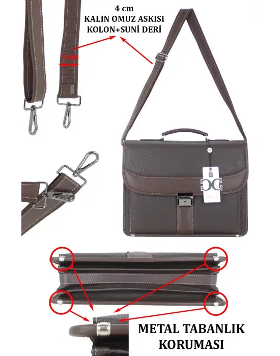Kahverengi Klasik Evrak Model Erkek 15.6 inç Laptop Çantası