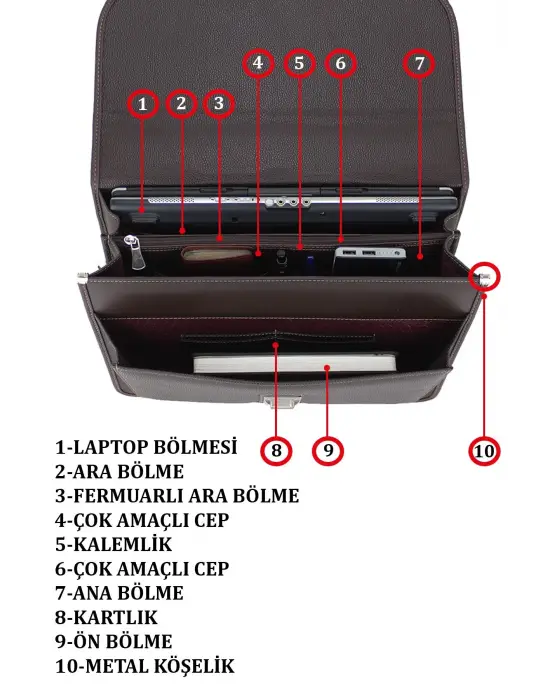 Kahverengi Klasik Evrak Model Erkek 15.6 inç Laptop Çantası