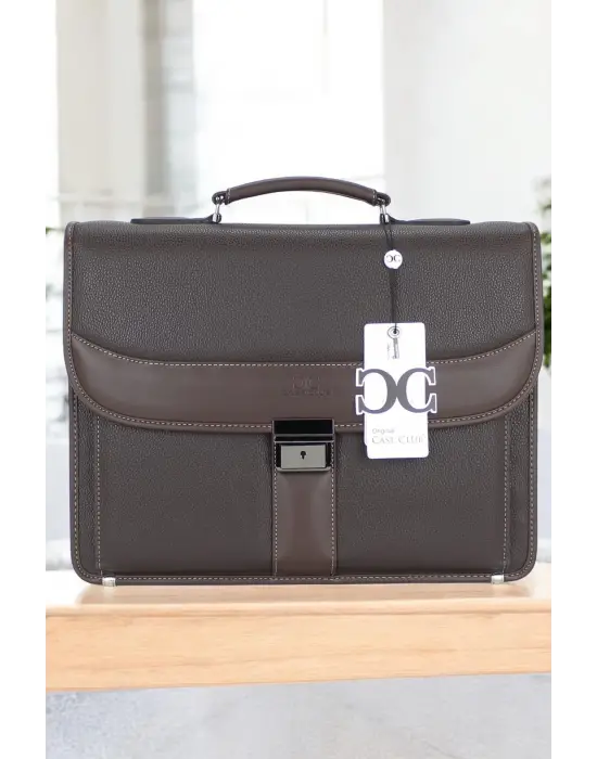Kahverengi Klasik Evrak Model Erkek 15.6 inç Laptop Çantası