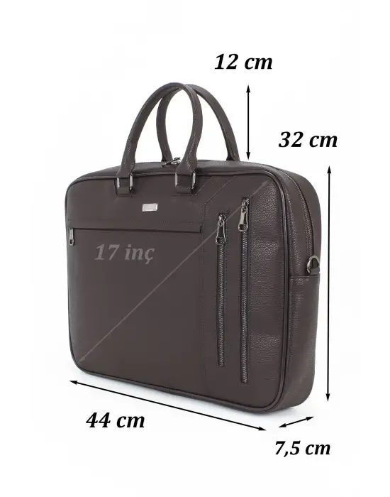 Kahverengi Unisex 17,3 inç Evrak-Laptop Çantası