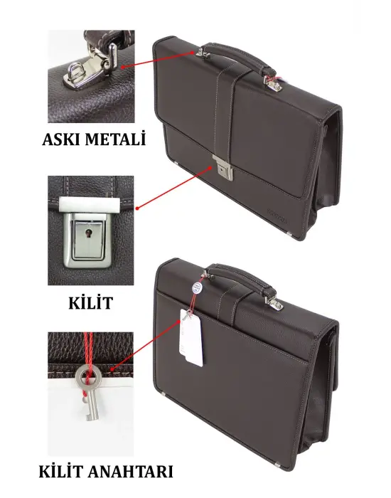 Kahverengi Vintage Klasik Tarz A4 Kağıt Uyumlu Evrak Çantası