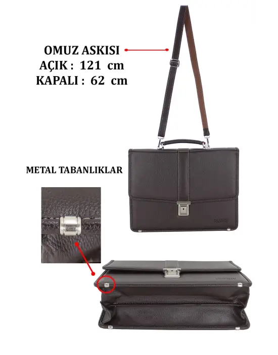 Kahverengi Vintage Klasik Tarz A4 Kağıt Uyumlu Evrak Çantası