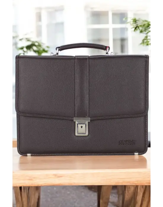 Kahverengi Vintage Klasik Tarz A4 Kağıt Uyumlu Evrak Çantası