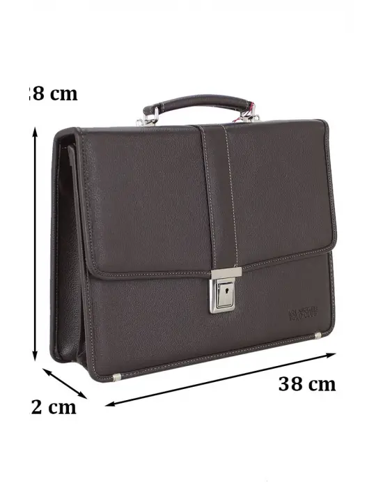 Kahverengi Vintage Klasik Tarz A4 Kağıt Uyumlu Evrak Çantası