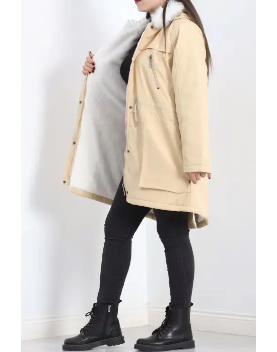 Kapşon Kürk Detaylı Kaban