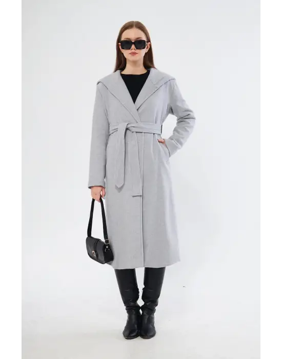 Kapşonlu Kaşe Kaban