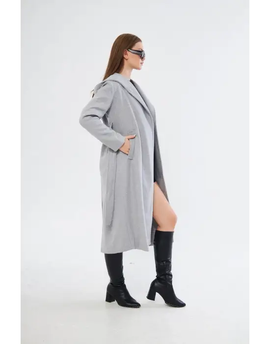 Kapşonlu Kaşe Kaban