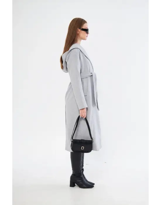 Kapşonlu Kaşe Kaban