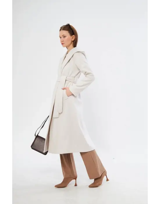 Kapşonlu Kaşe Kaban